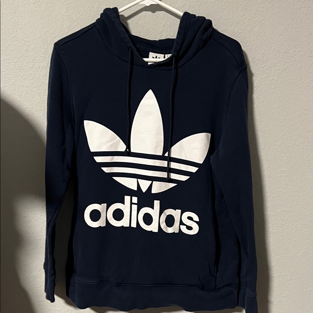 Adidas Dark Blue Hoodie with White Trefoil